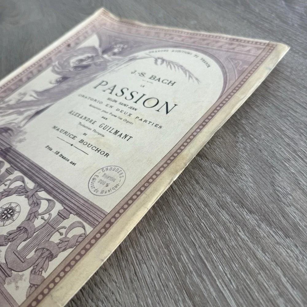 Antique J.S. Bach La Passion Selon Saint Jean Choudens Paris French Vocal Score